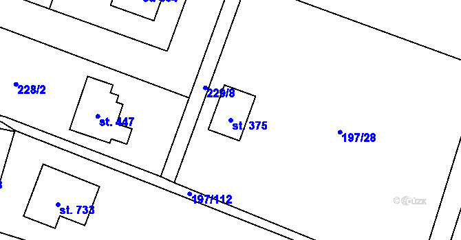Parcela st. 375 v KÚ Nelahozeves, Katastrální mapa