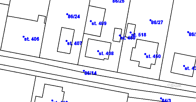 Parcela st. 408 v KÚ Nelahozeves, Katastrální mapa