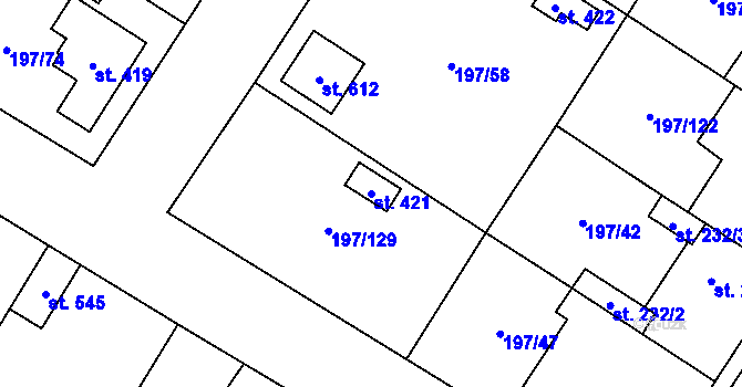 Parcela st. 421 v KÚ Nelahozeves, Katastrální mapa