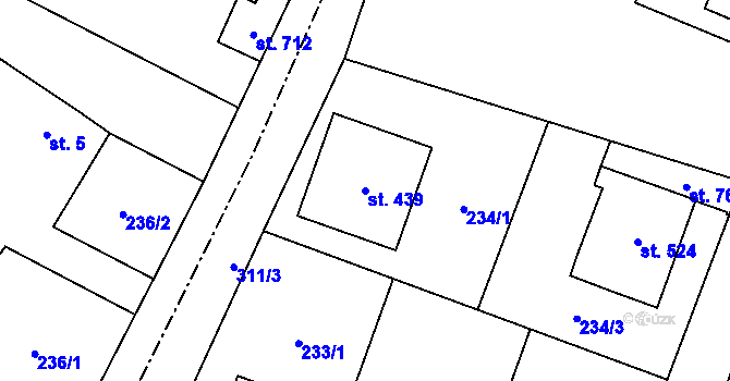 Parcela st. 439 v KÚ Nelahozeves, Katastrální mapa