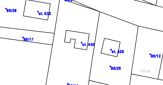 Parcela st. 440 v KÚ Nelahozeves, Katastrální mapa