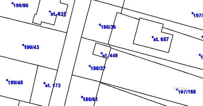 Parcela st. 449 v KÚ Nelahozeves, Katastrální mapa