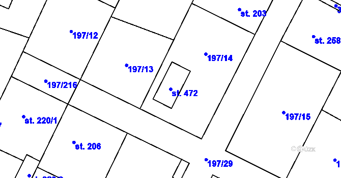 Parcela st. 472 v KÚ Nelahozeves, Katastrální mapa