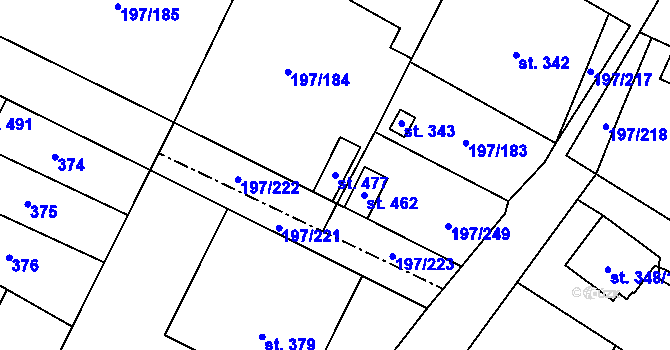 Parcela st. 477 v KÚ Nelahozeves, Katastrální mapa