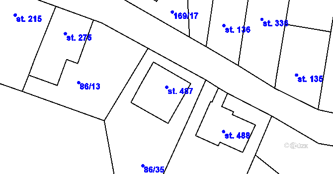 Parcela st. 487 v KÚ Nelahozeves, Katastrální mapa