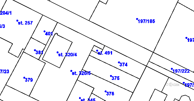 Parcela st. 491 v KÚ Nelahozeves, Katastrální mapa