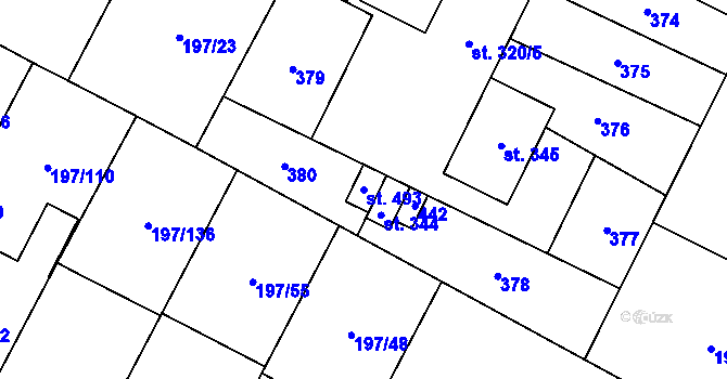 Parcela st. 493 v KÚ Nelahozeves, Katastrální mapa