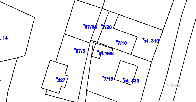 Parcela st. 498 v KÚ Nelahozeves, Katastrální mapa