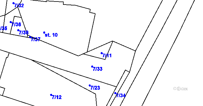 Parcela st. 7/11 v KÚ Nelahozeves, Katastrální mapa