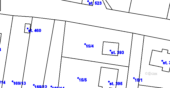 Parcela st. 15/4 v KÚ Nelahozeves, Katastrální mapa