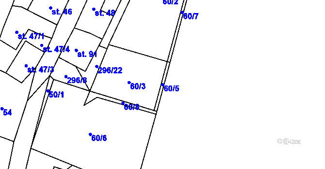 Parcela st. 60/5 v KÚ Nelahozeves, Katastrální mapa
