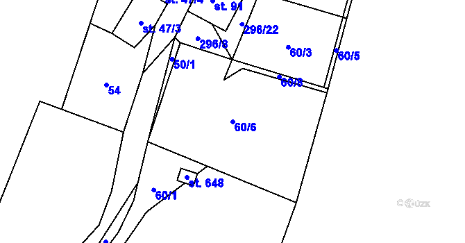 Parcela st. 60/6 v KÚ Nelahozeves, Katastrální mapa