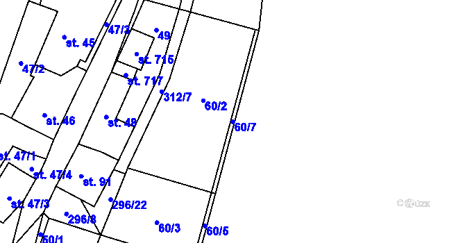 Parcela st. 60/7 v KÚ Nelahozeves, Katastrální mapa