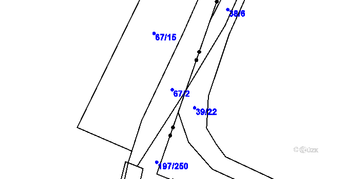 Parcela st. 67/2 v KÚ Nelahozeves, Katastrální mapa