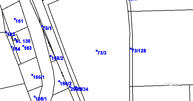 Parcela st. 73/3 v KÚ Nelahozeves, Katastrální mapa