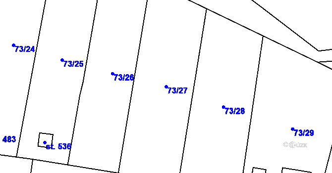 Parcela st. 73/27 v KÚ Nelahozeves, Katastrální mapa
