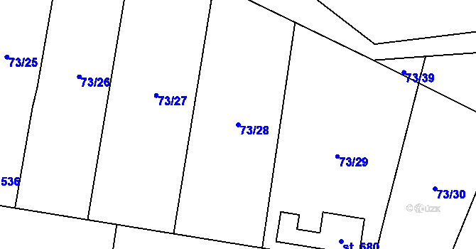 Parcela st. 73/28 v KÚ Nelahozeves, Katastrální mapa