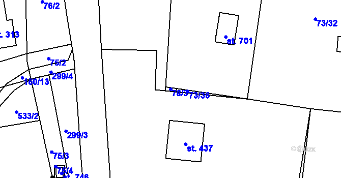 Parcela st. 78/3 v KÚ Nelahozeves, Katastrální mapa