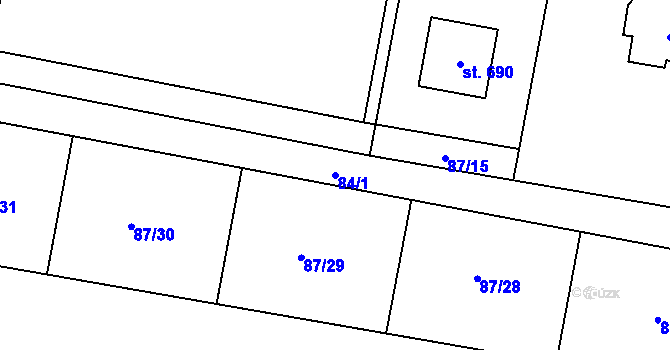 Parcela st. 84/1 v KÚ Nelahozeves, Katastrální mapa