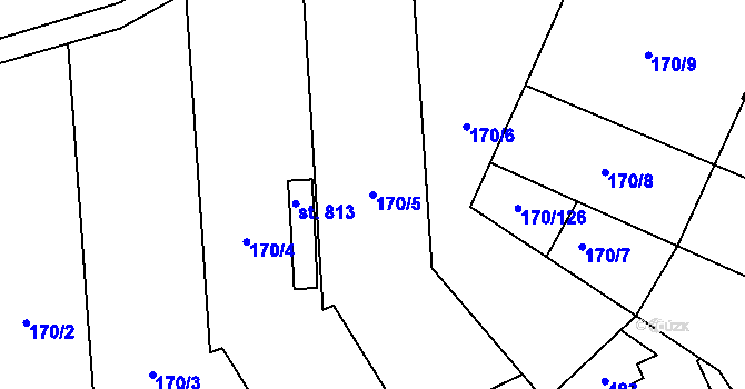 Parcela st. 170/5 v KÚ Nelahozeves, Katastrální mapa