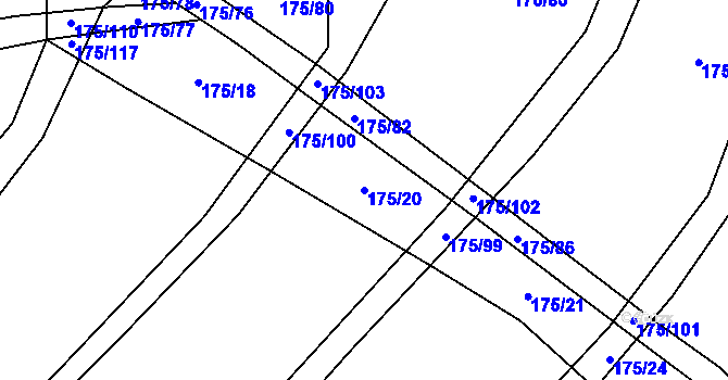 Parcela st. 175/20 v KÚ Nelahozeves, Katastrální mapa