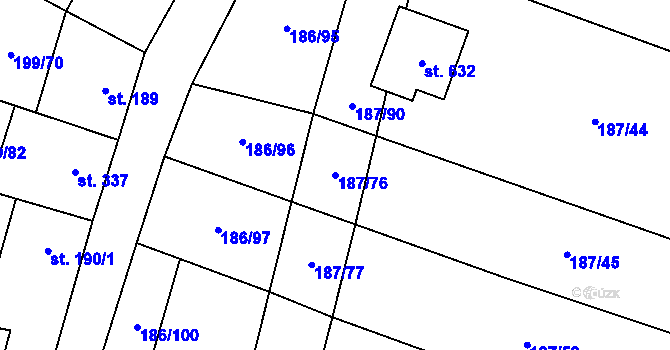 Parcela st. 187/76 v KÚ Nelahozeves, Katastrální mapa