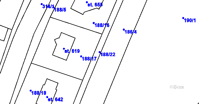 Parcela st. 188/22 v KÚ Nelahozeves, Katastrální mapa