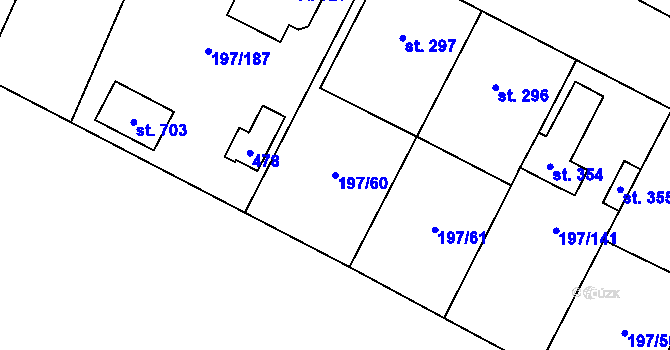 Parcela st. 197/60 v KÚ Nelahozeves, Katastrální mapa