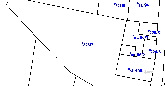 Parcela st. 226/7 v KÚ Nelahozeves, Katastrální mapa