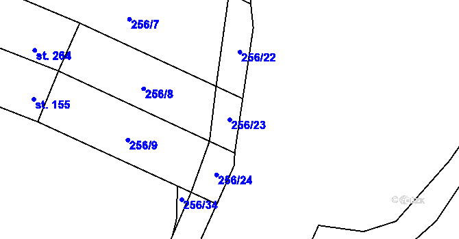Parcela st. 256/23 v KÚ Nelahozeves, Katastrální mapa