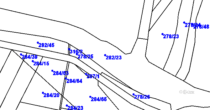 Parcela st. 282/23 v KÚ Nelahozeves, Katastrální mapa