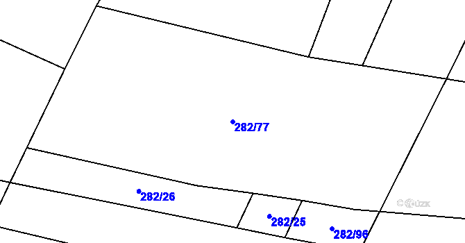 Parcela st. 282/77 v KÚ Nelahozeves, Katastrální mapa