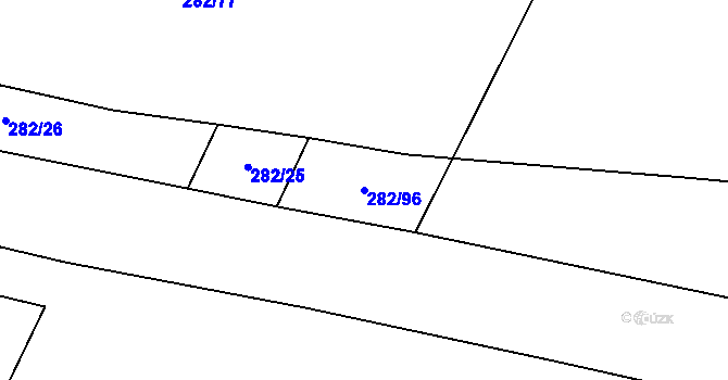 Parcela st. 282/96 v KÚ Nelahozeves, Katastrální mapa