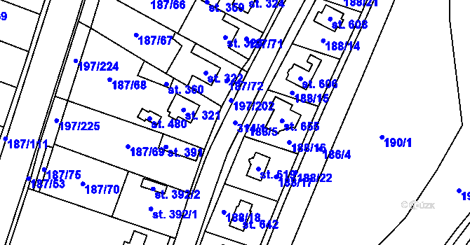 Parcela st. 314/1 v KÚ Nelahozeves, Katastrální mapa
