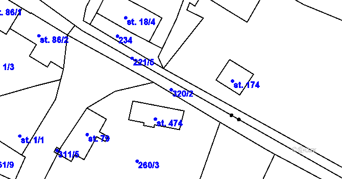 Parcela st. 320/2 v KÚ Nelahozeves, Katastrální mapa