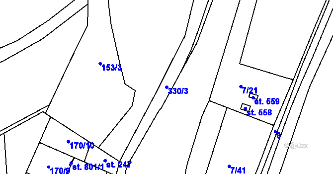 Parcela st. 330/3 v KÚ Nelahozeves, Katastrální mapa