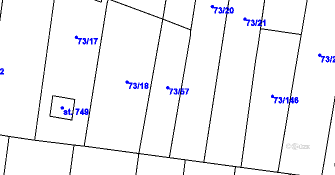 Parcela st. 73/57 v KÚ Nelahozeves, Katastrální mapa