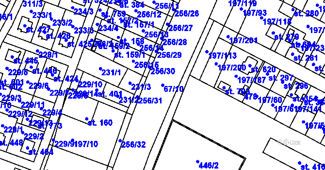 Parcela st. 67/10 v KÚ Nelahozeves, Katastrální mapa