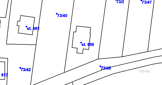 Parcela st. 600 v KÚ Nelahozeves, Katastrální mapa