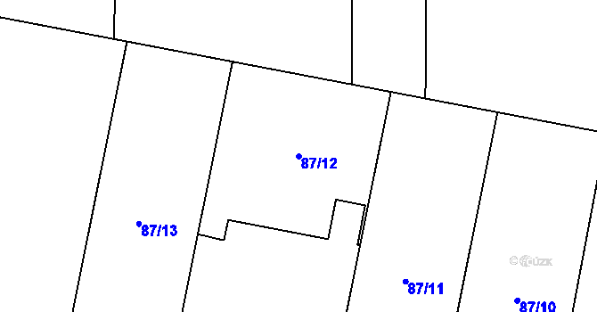 Parcela st. 87/12 v KÚ Nelahozeves, Katastrální mapa