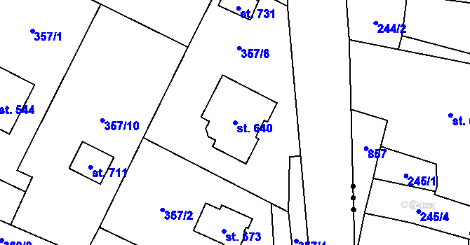 Parcela st. 640 v KÚ Nelahozeves, Katastrální mapa