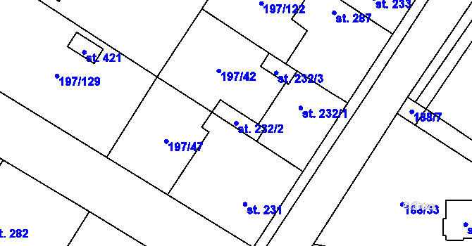 Parcela st. 232/2 v KÚ Nelahozeves, Katastrální mapa