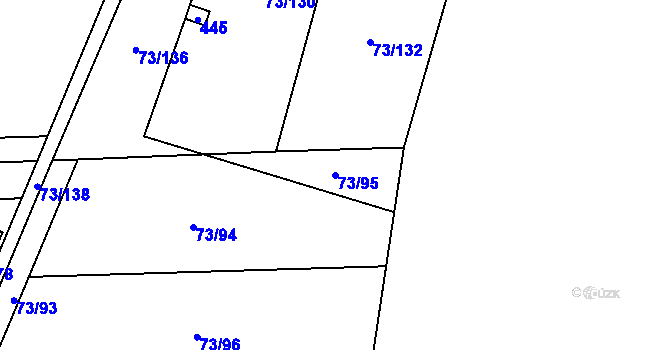 Parcela st. 73/95 v KÚ Nelahozeves, Katastrální mapa