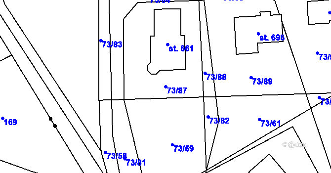 Parcela st. 73/87 v KÚ Nelahozeves, Katastrální mapa