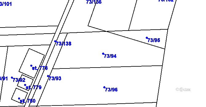 Parcela st. 73/94 v KÚ Nelahozeves, Katastrální mapa