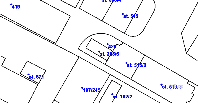 Parcela st. 385/5 v KÚ Nelahozeves, Katastrální mapa