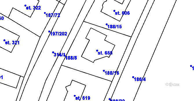 Parcela st. 655 v KÚ Nelahozeves, Katastrální mapa