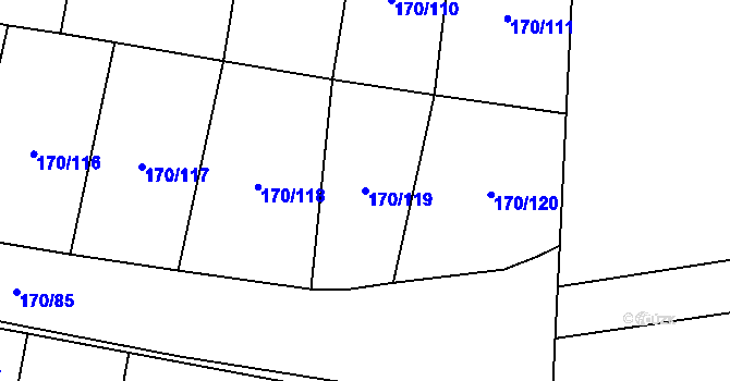Parcela st. 170/119 v KÚ Nelahozeves, Katastrální mapa