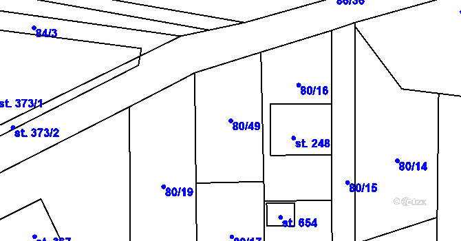 Parcela st. 80/49 v KÚ Nelahozeves, Katastrální mapa