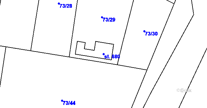 Parcela st. 680 v KÚ Nelahozeves, Katastrální mapa
